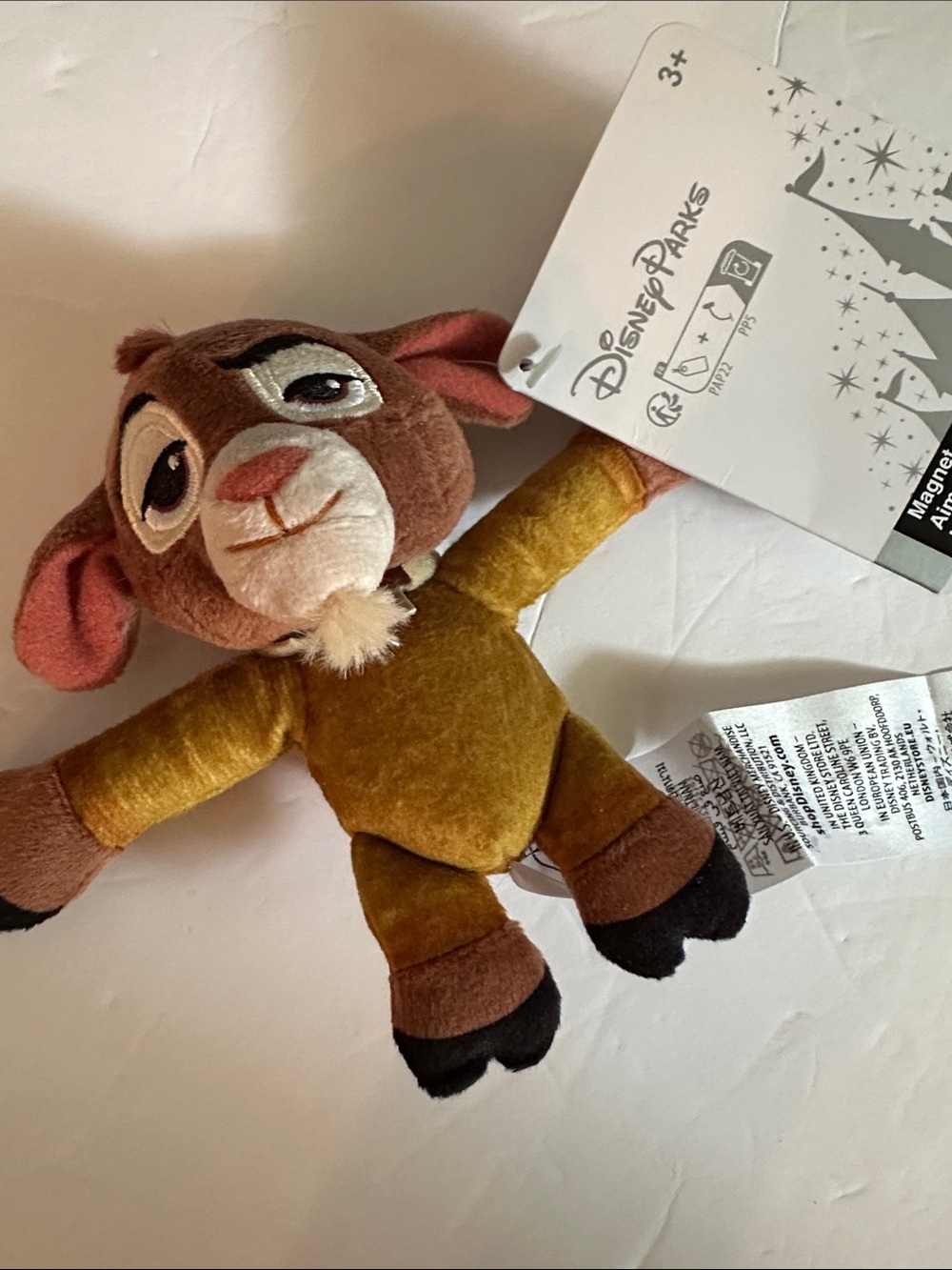 Disney Parks Valentino Fainting Goat Plush Keychain - Brown, Tan & Pink  New